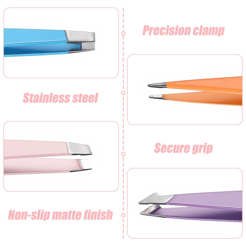 Zelphvt 4Pcs Mini Tweezers Set, Micro Tweezers Stainless Steel Precision Eyebrow Tweezer for Facial Hair Removal, Travel Size With Leather Case - Image 3